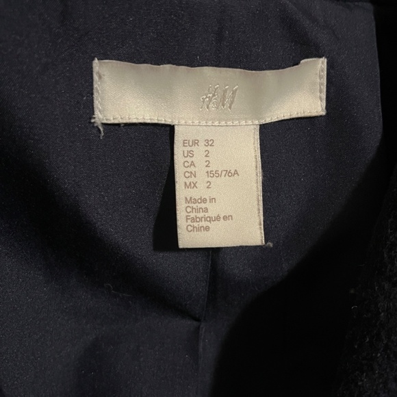 H&M WOOL-BLEND COAT in NAVY size 2 - Picture 3 of 5